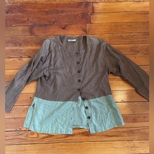 VINTAGE Kiko 100% Linen Shirt Jacket Size L